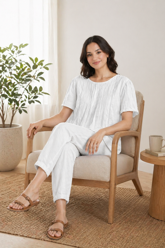 White Cotton Plus Size Long Top | Relaxed Fit Casual Tunic