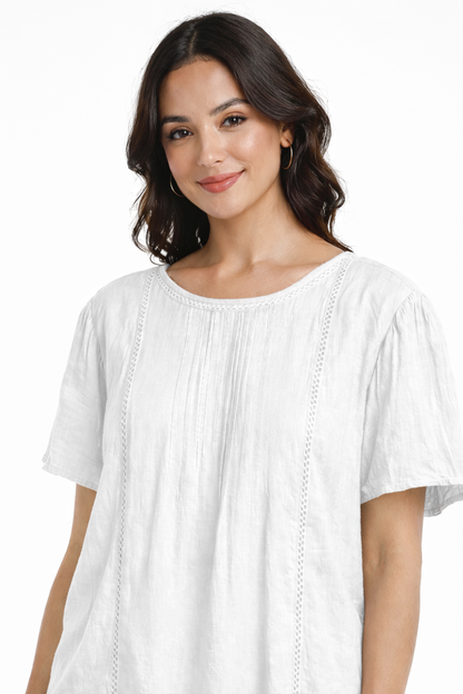White Cotton Plus Size Long Top | Relaxed Fit Casual Tunic