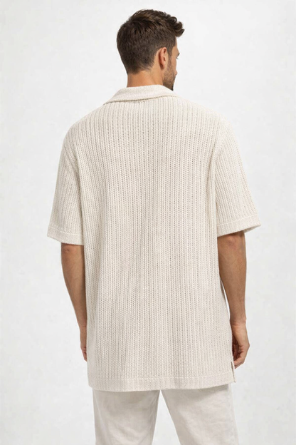 NoBarr Men's Cream Casual Cotton Shirt | Loose Fit | Half Sleeve | Lightweight Summer Shirt