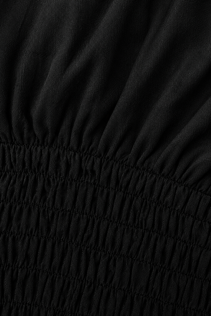Black Smocked Cotton Top