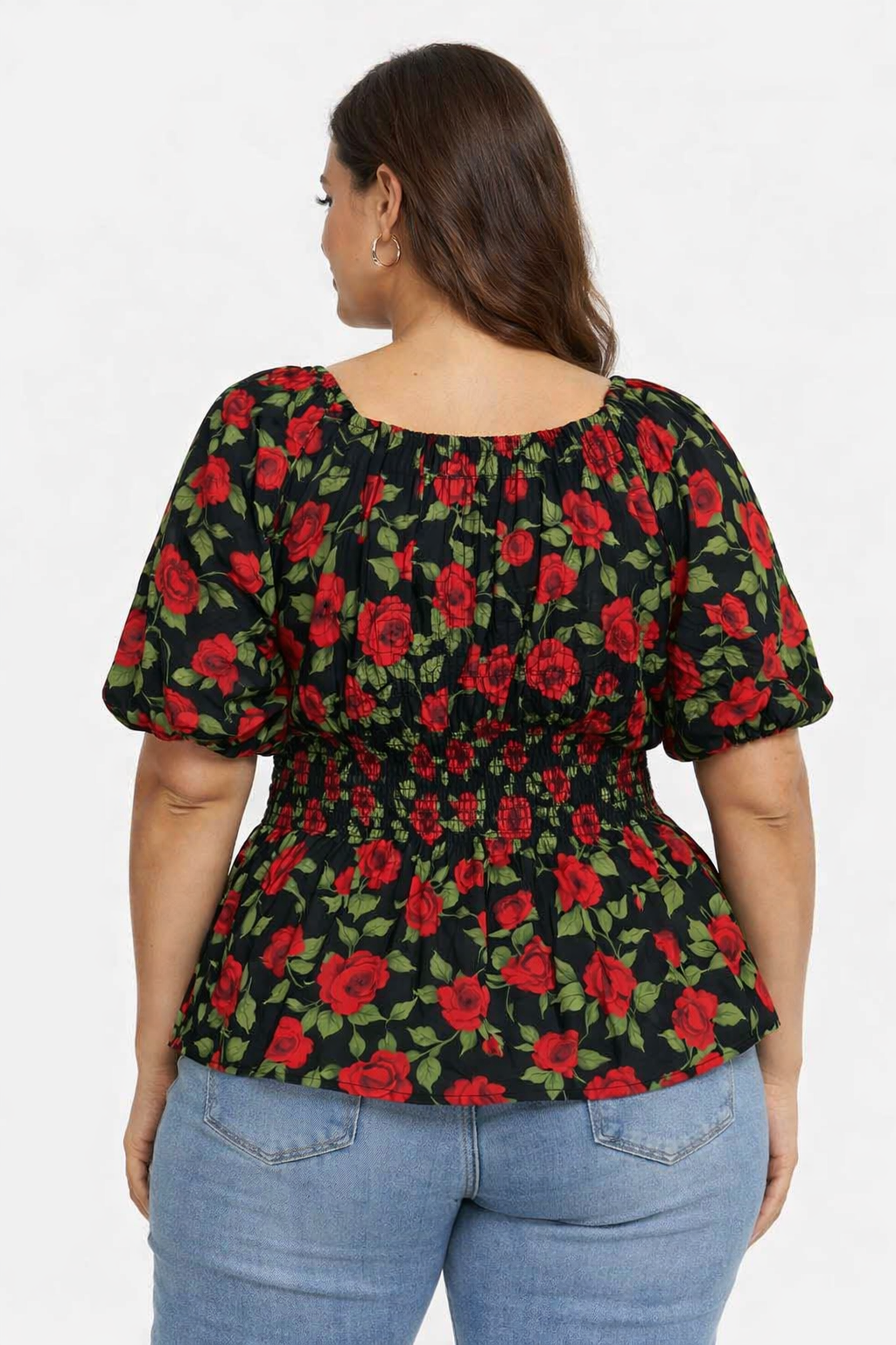 MultiColor Floral Print Smocked Cotton Top