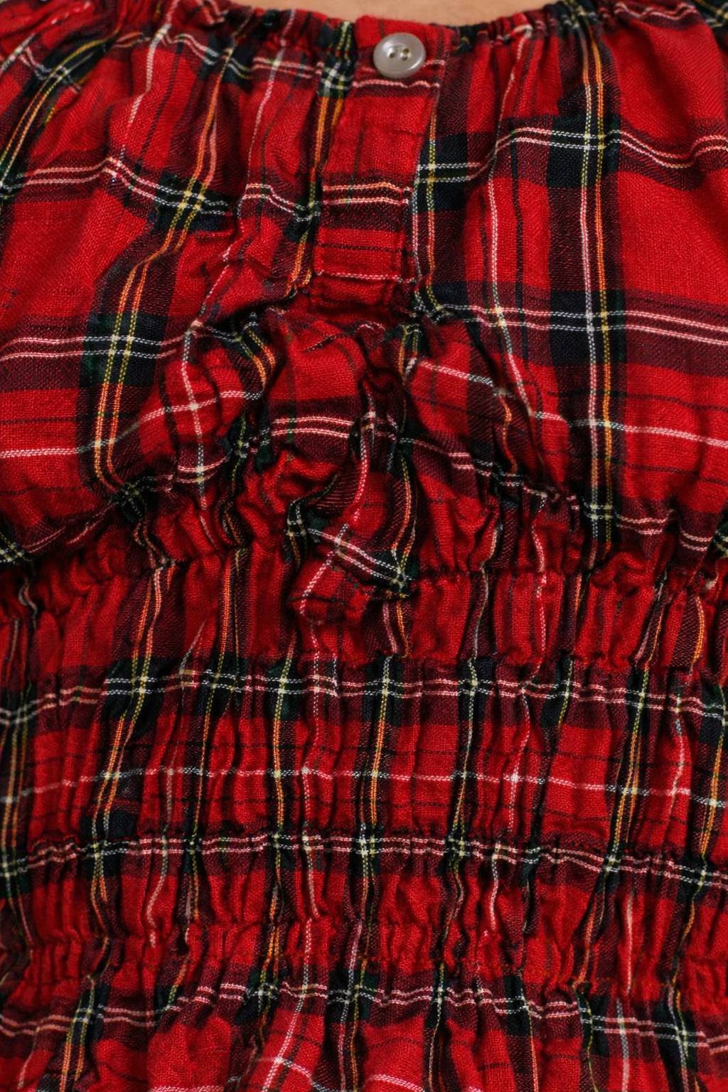 Black & Red Floral Print Smocked Cotton Top