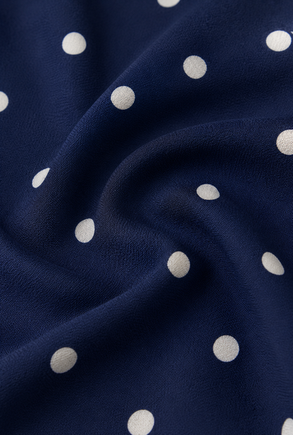 Navy Blue Polka Dot V-Neck Tie-Up A-Line Mini Dress