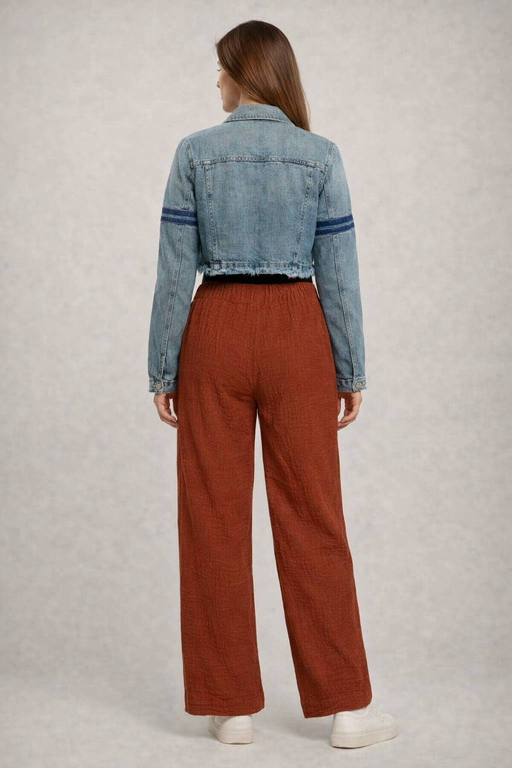 Rust Wide Leg Cotton Pants | Elastic Waist | 2 Side Pockets | Relaxed Fit