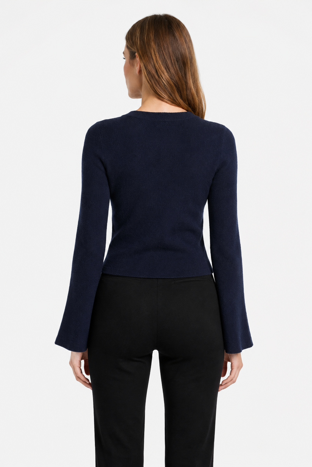 Dark Blue V-Neck Button Front Cardigan | Full Sleeve Knit Cardigan