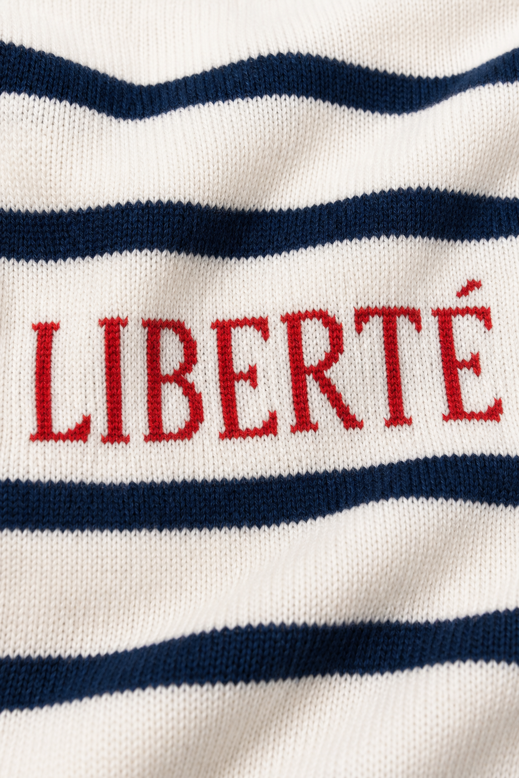 White & Navy Blue Striped Oversized Knit Sweater | Crew Neck Winter Pullover