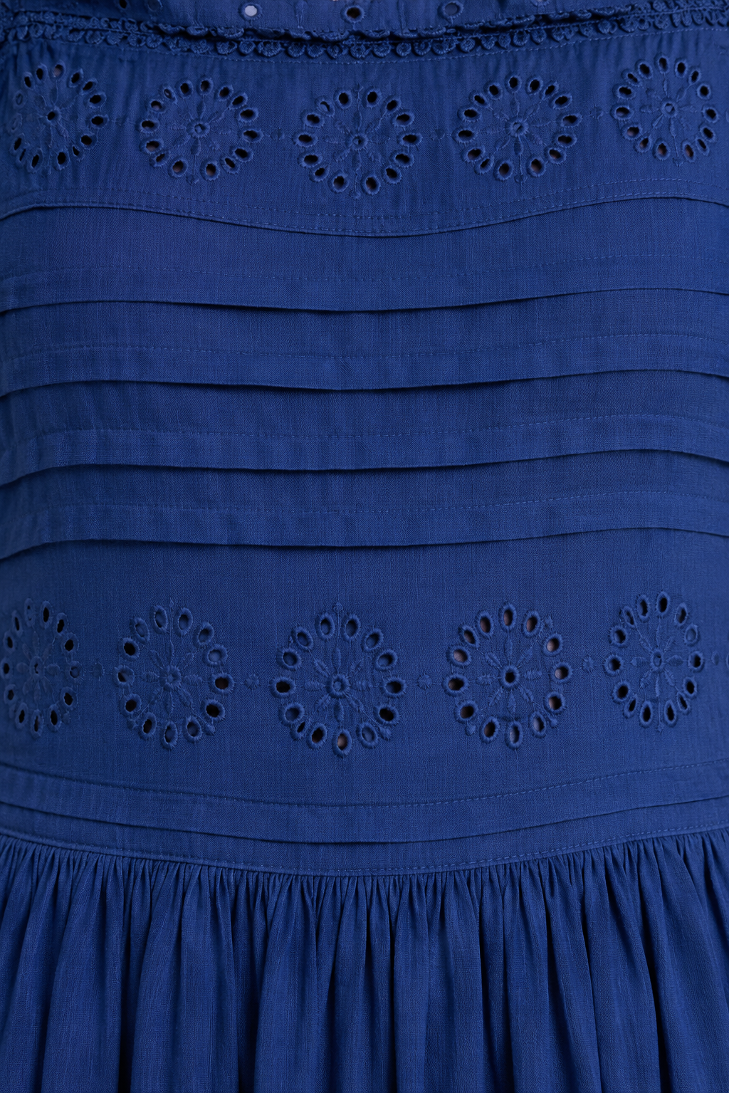 Embroidered Mini Dress | 100% Cotton | Navy Blue | Sleeveless Strappy Dress | Flared Mini Dress