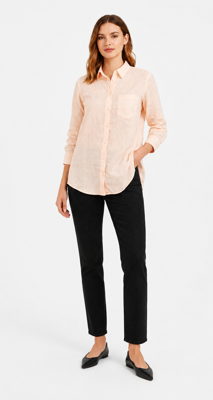 100% Cotton Peach Casual Shirt | Full Sleeves | Button-Down | Loose Fit | Solid Cotton Shirt