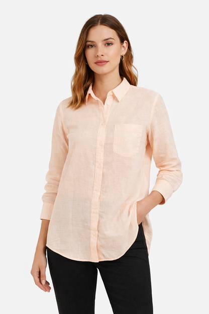 100% Cotton Peach Casual Shirt | Full Sleeves | Button-Down | Loose Fit | Solid Cotton Shirt