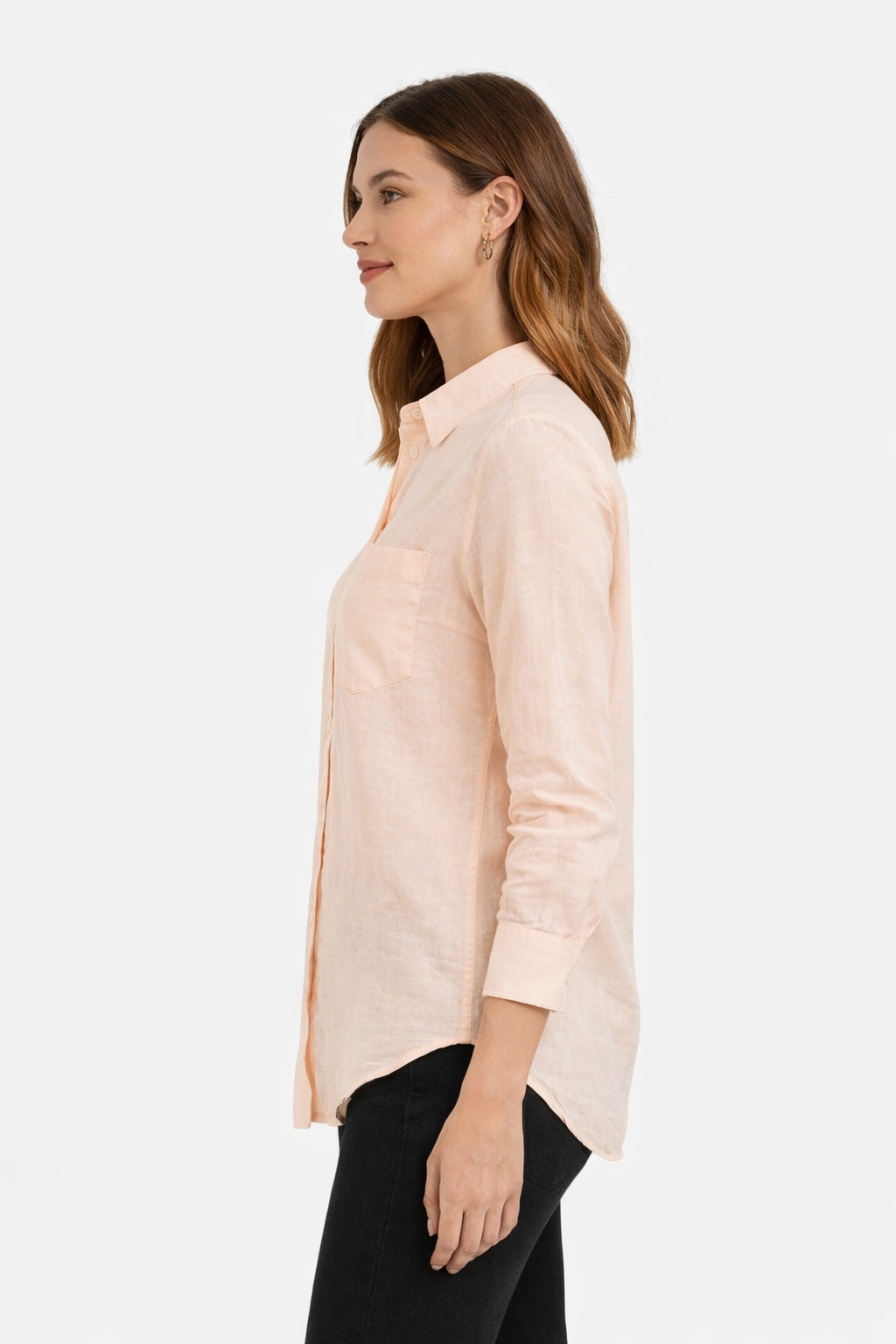 100% Cotton Peach Casual Shirt | Full Sleeves | Button-Down | Loose Fit | Solid Cotton Shirt
