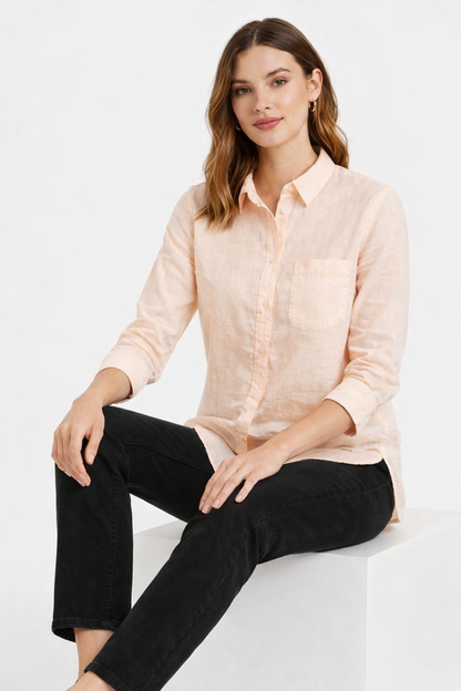 100% Cotton Peach Casual Shirt | Full Sleeves | Button-Down | Loose Fit | Solid Cotton Shirt