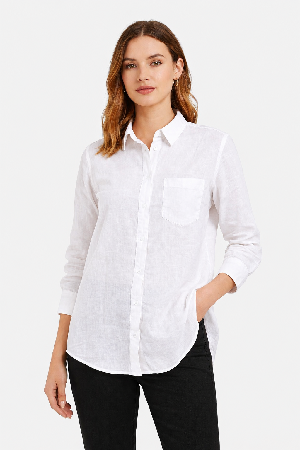100% Cotton White Casual Shirt | Full Sleeves | Button-Down | Loose Fit | Solid Cotton Shirt