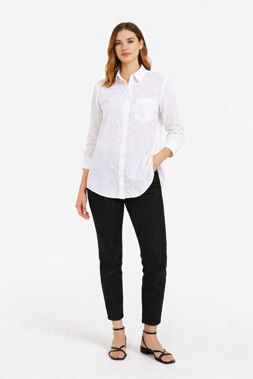 100% Cotton White Casual Shirt | Full Sleeves | Button-Down | Loose Fit | Solid Cotton Shirt
