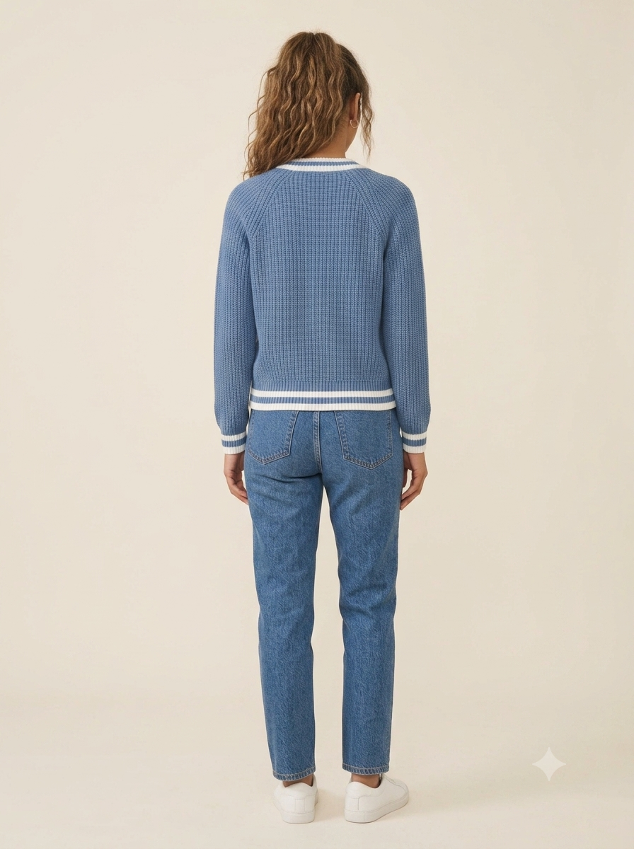 Knitted Cardigan Sweater | 100% Acrylic | V-Neck | Button Front | Full Sleeves | 2 Front Pockets | Sky Blue