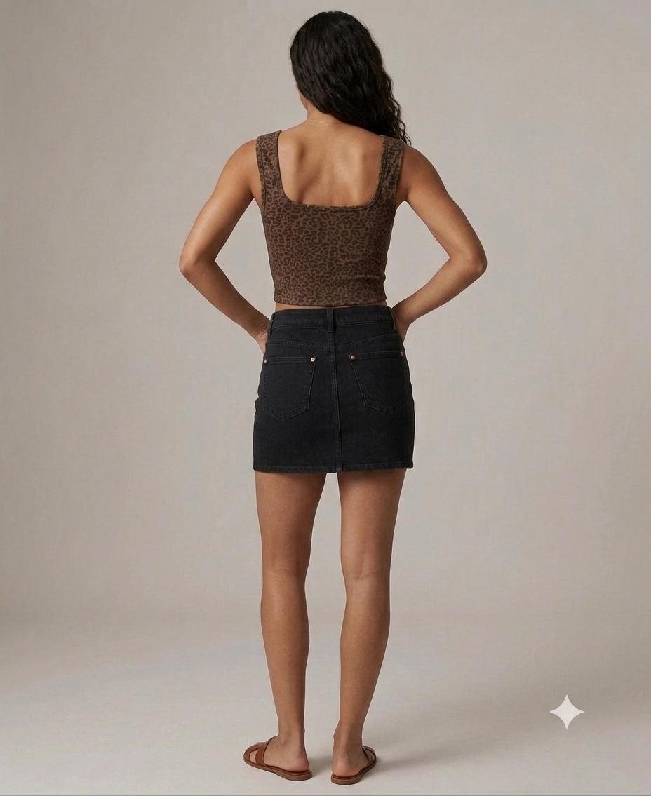 Brown Tiger Print Stretchable Cotton Blend Sleeveless Crop Tank Top | Square Neck | Casual Fitted Top
