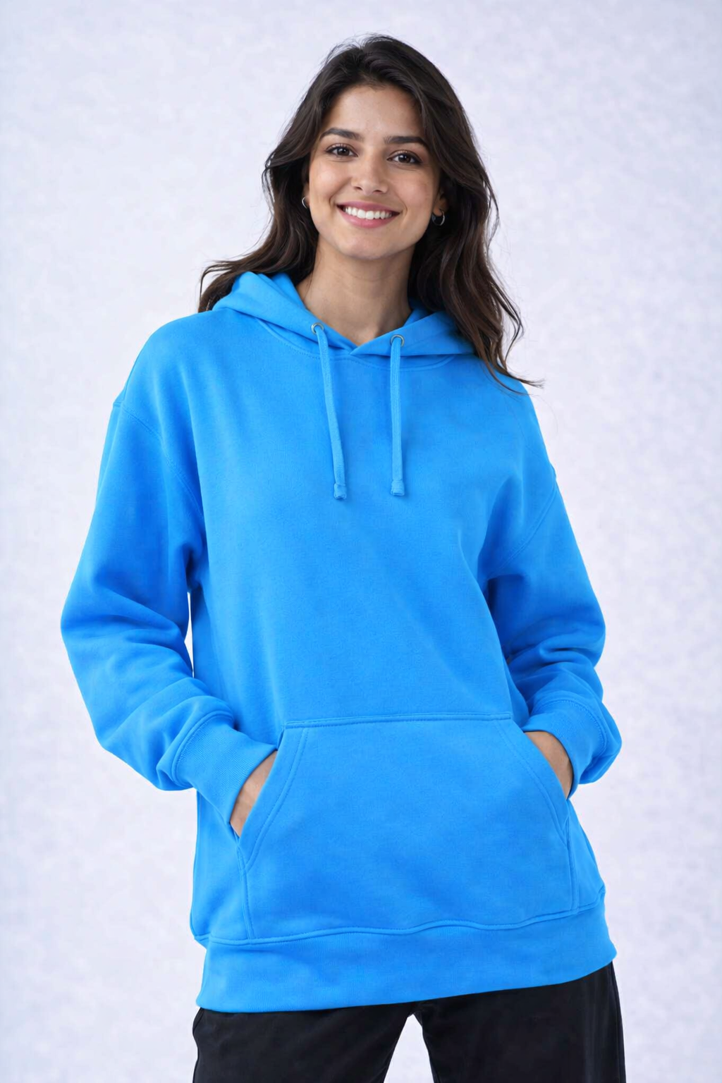 Blue Hooded Sweatshirt | Cotton Blend Hoodie | Long Sleeve | Kangaroo Pocket | Casual Winter Wear