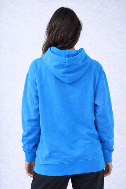 Blue Hooded Sweatshirt | Cotton Blend Hoodie | Long Sleeve | Kangaroo Pocket | Casual Winter Wear