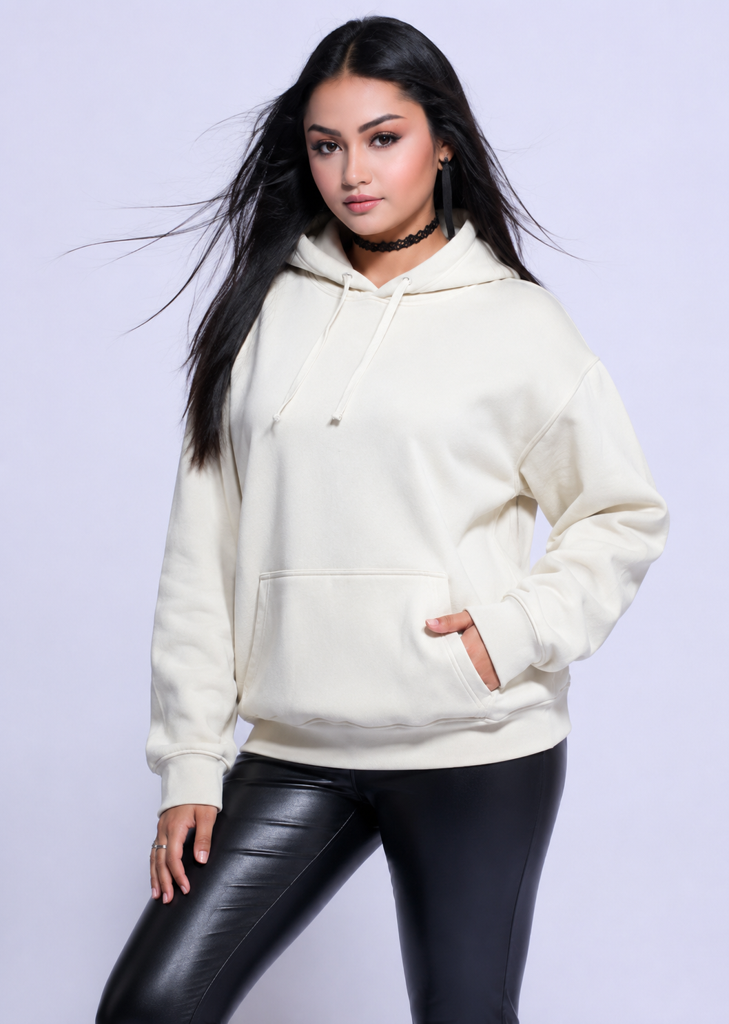 Light Green Hooded Sweatshirt | Cotton Blend Hoodie | Long Sleeve | Kangaroo Pocket | Casual Winter Wear
