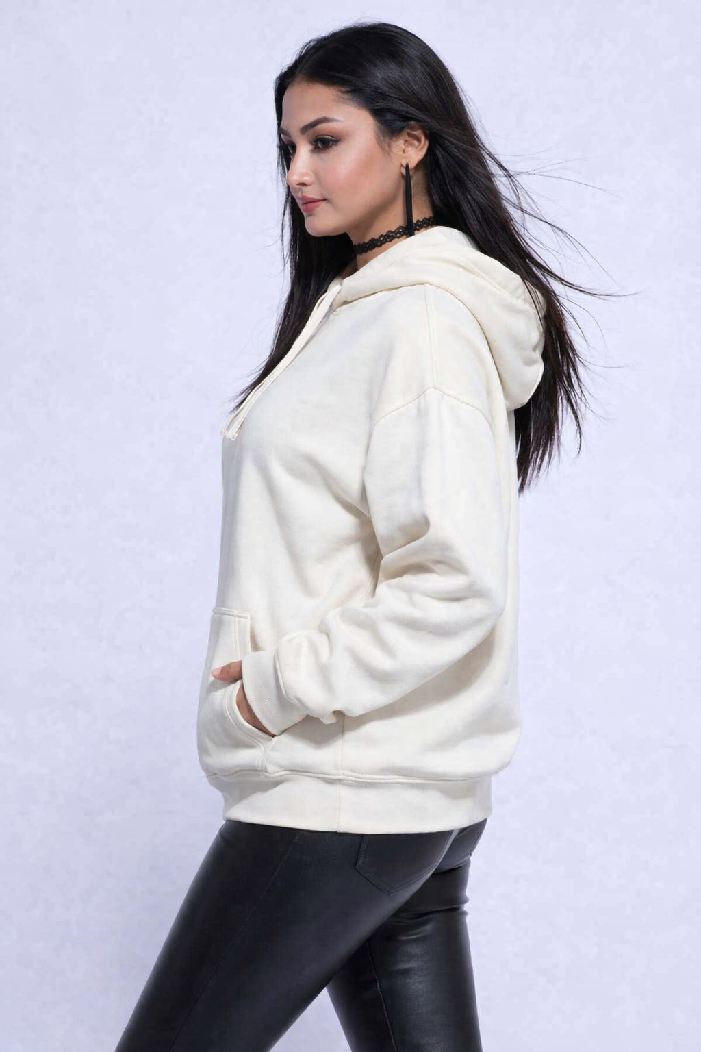 Light Green Hooded Sweatshirt | Cotton Blend Hoodie | Long Sleeve | Kangaroo Pocket | Casual Winter Wear