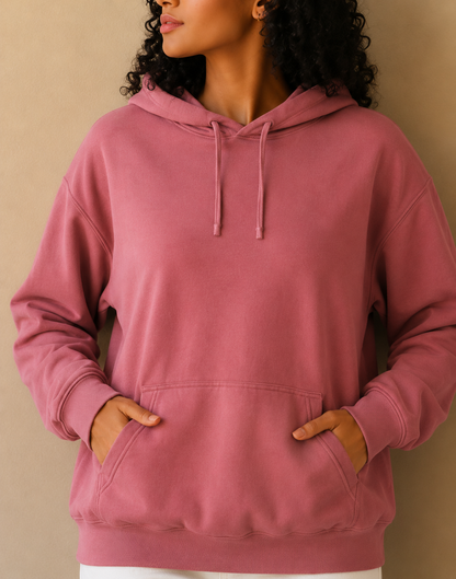 Peach Hooded Sweatshirt | Cotton Blend Hoodie | Long Sleeve | Kangaroo Pocket | Casual Winter Wear