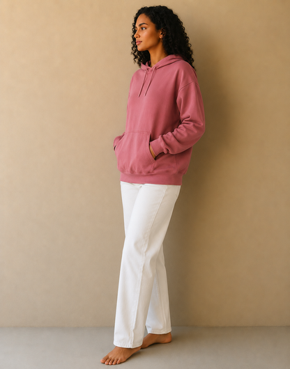Peach Hooded Sweatshirt | Cotton Blend Hoodie | Long Sleeve | Kangaroo Pocket | Casual Winter Wear