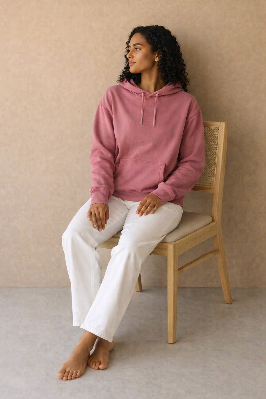 Peach Hooded Sweatshirt | Cotton Blend Hoodie | Long Sleeve | Kangaroo Pocket | Casual Winter Wear