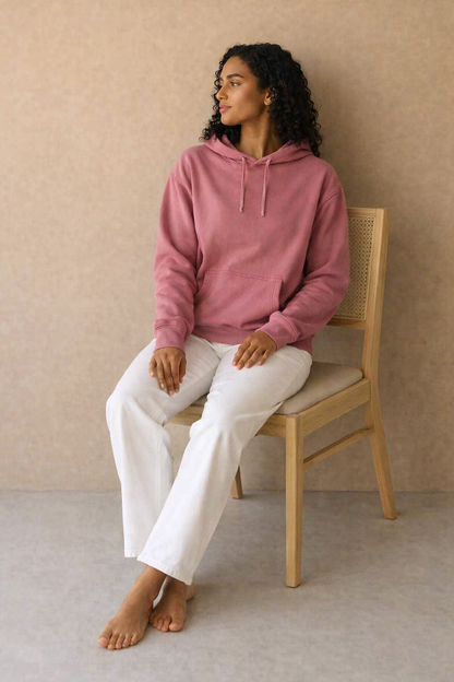 Peach Hooded Sweatshirt | Cotton Blend Hoodie | Long Sleeve | Kangaroo Pocket | Casual Winter Wear