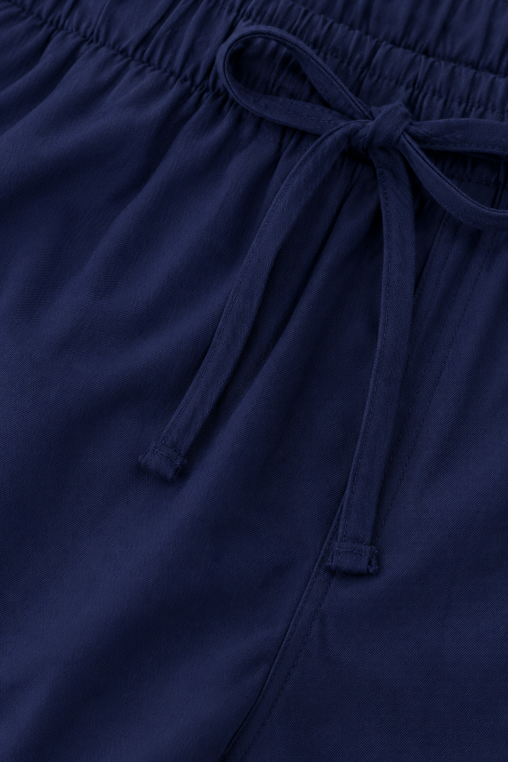 Dark Blue 100% Cotton Straight Fit Drawstring Pants | Elastic Waist | 2 Side Pockets | Casual Trousers