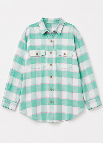 100% Viscose Checked Shirt | Loose Fit Casual Button-Down Shirt | Full Sleeve Collared Check Shirt | Soft Lightweight Everyday Wear Top with 4 Pockets