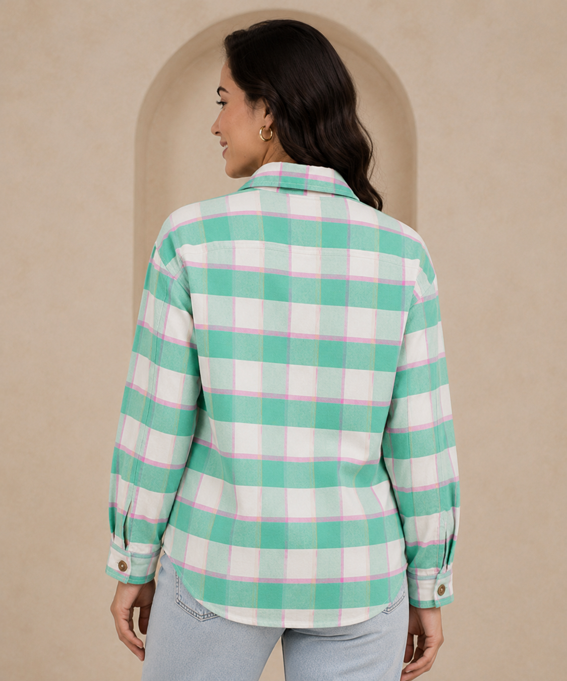 100% Viscose Checked Shirt | Loose Fit Casual Button-Down Shirt | Full Sleeve Collared Check Shirt | Soft Lightweight Everyday Wear Top with 4 Pockets