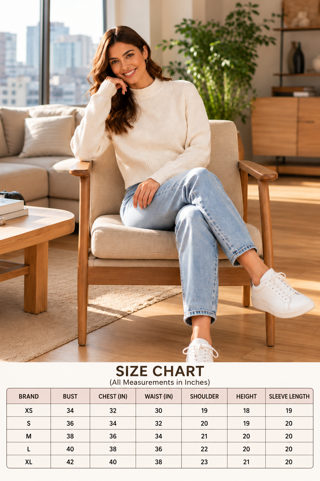 Off White Knit Sweater | Soft Wool Blend Round Neck Full Sleeve Pullover | Drop Shoulder Loose Fit Winter Casual Top