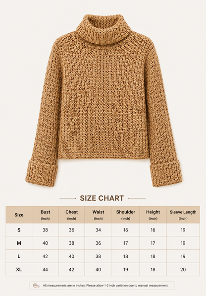Brown Metallic Knit Sweater | High Neck Full Sleeve Pullover | Soft Wool Blend Winter Top | Regular Fit Casual Sweater