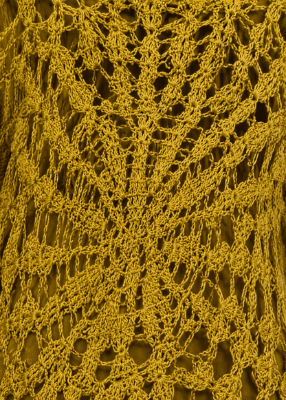 Crochet Cover Up Dress | Lightweight Sheer Beachwear | Round Neck Short Sleeve Resort Wear Yellow
