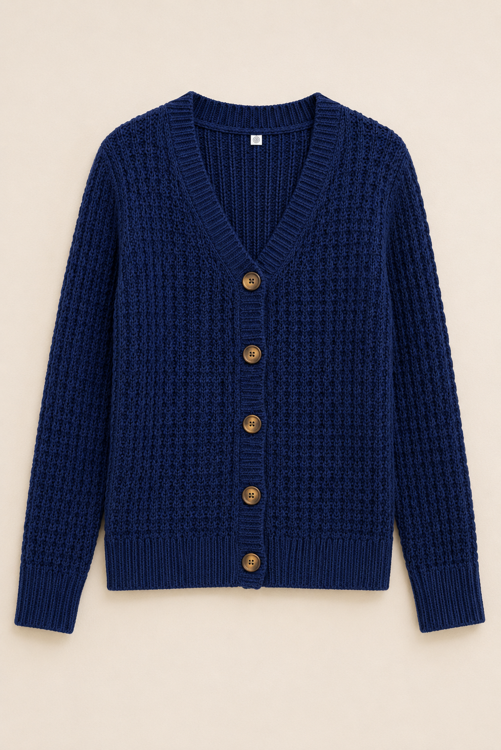 Dark Blue 100% Cotton Knitted Cardigan Sweater | V-Neck | Full Sleeve | Button Closure | Soft Loose Fit Casual Winter Wear