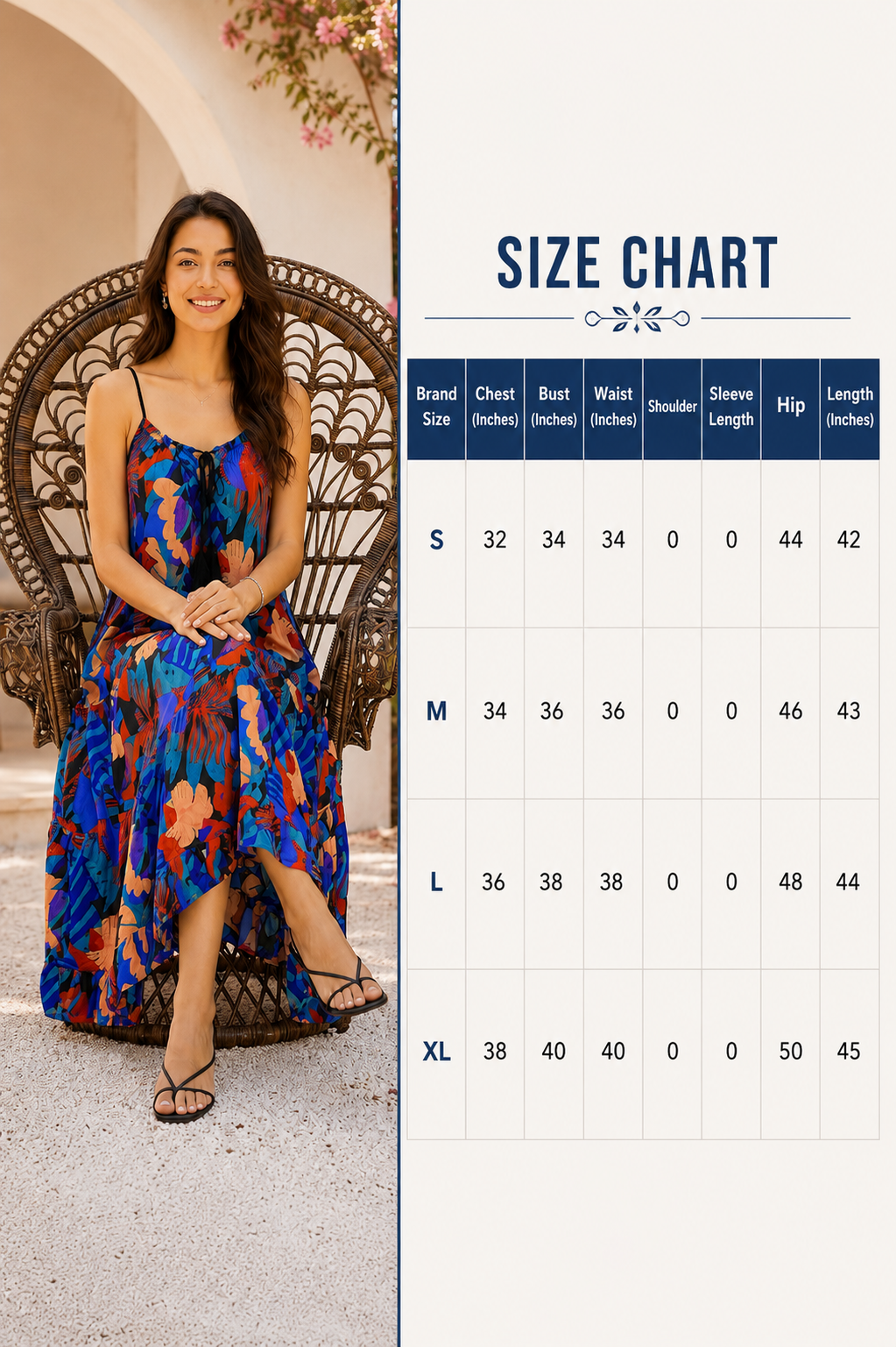 100% Viscose Printed Maxi Dress | Sleeveless Shoulder Strap Dress | Loose Fit Casual Summer Dress