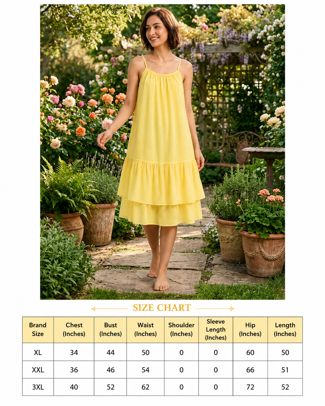 100% Linen Tiered Midi Dress with Inner, Spaghetti Strap, Sleeveless, 2 Side Pockets, Loose Fit, Yellow