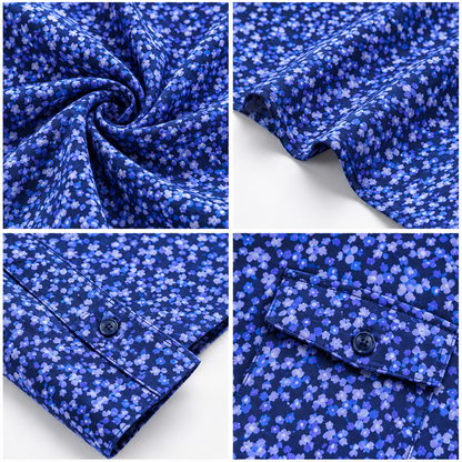 Floral Print Full Sleeve Shirt | 100% Polyester Loose Fit Casual Shirt | Button-Down Collared Shirt for Everyday Wear Blue