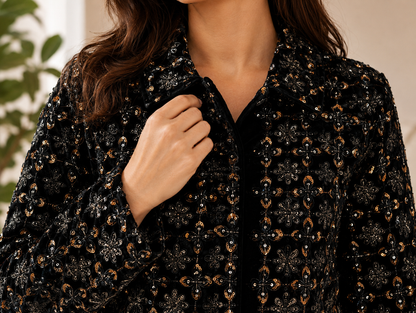 NoBarr Women's Printed Full Sleeve Jacket | 100% Polyester | Loose Fit Casual Button-Down Shirt Collar Jacket