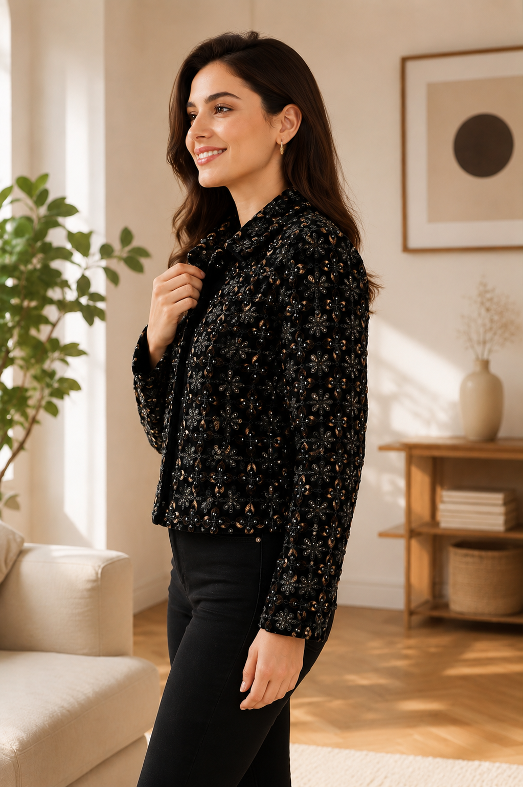 NoBarr Women's Printed Full Sleeve Jacket | 100% Polyester | Loose Fit Casual Button-Down Shirt Collar Jacket