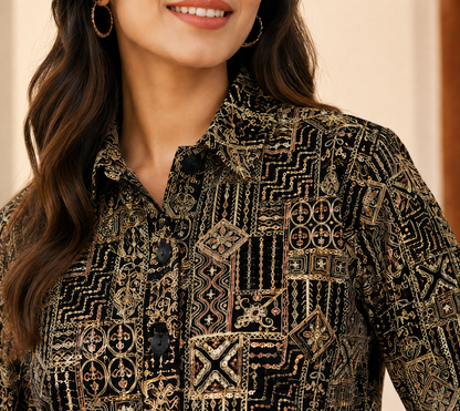 NoBarr Women's Full Sleeve Jacket | 100% Polyester | Loose Fit Casual Button-Down Shirt Collar Jacket