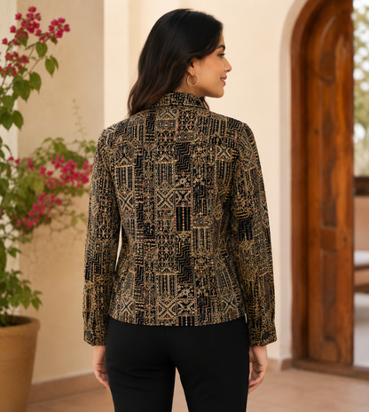 NoBarr Women's Full Sleeve Jacket | 100% Polyester | Loose Fit Casual Button-Down Shirt Collar Jacket