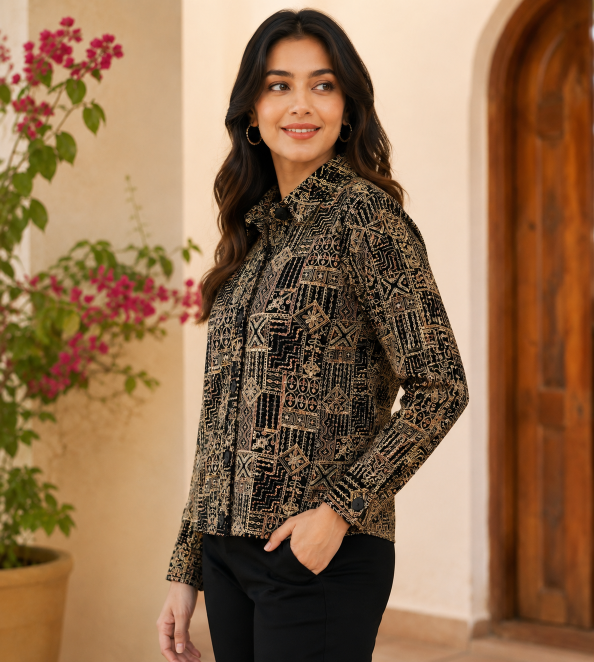 NoBarr Women's Full Sleeve Jacket | 100% Polyester | Loose Fit Casual Button-Down Shirt Collar Jacket