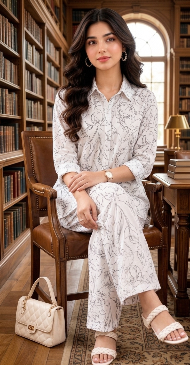 100% Linen Floral Printed Shirt & Wide Leg Pant Co-Ord Set, Loose Fit Casual Wear, 2 Side Pockets