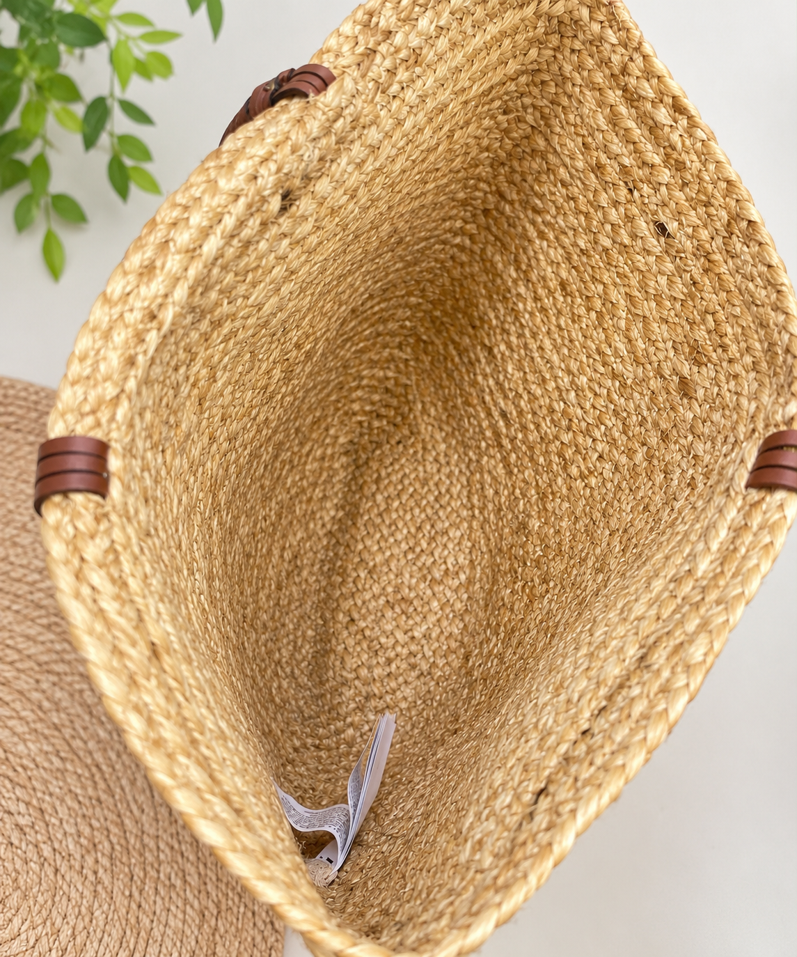 NOBARR Women’s Natural Jute Woven Tote Bag with Leather Handles | Spacious Handcrafted Straw Shoulder Bag for Shopping, Beach & Casual Use