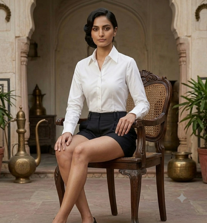 Black Tailored High-Waist Shorts with Pleated Front and Pockets