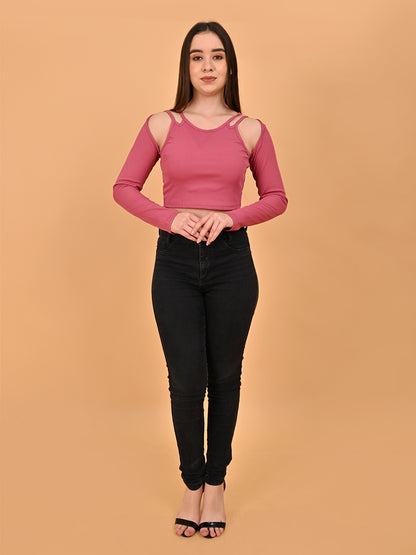 Pink Dusk Dual-Strap Crop Pink Top