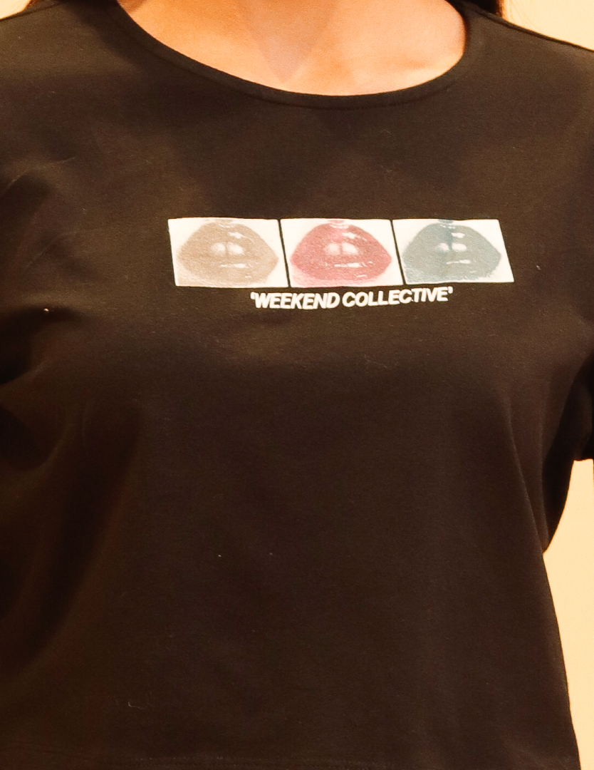 Cotton Full Sleeve with Round Neck Black Crop Top