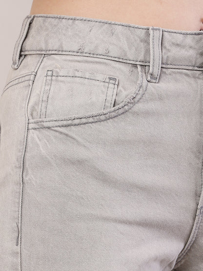 Cotton Regular Fit Full Length Grey Stretchable Pant