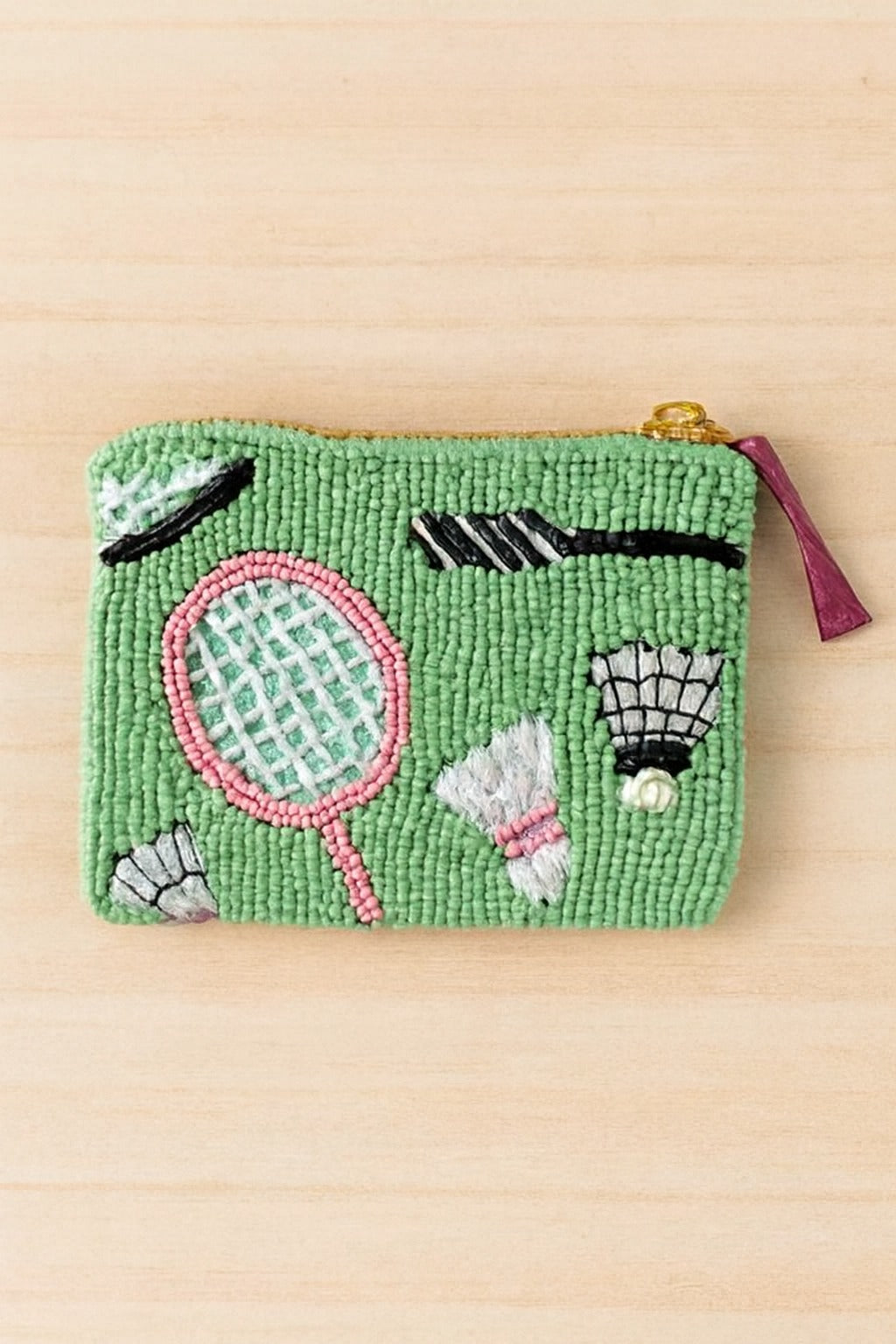 Embroidered Badminton Theme Mini Coin Pouch