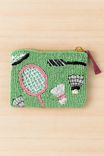 Embroidered Badminton Theme Mini Coin Pouch